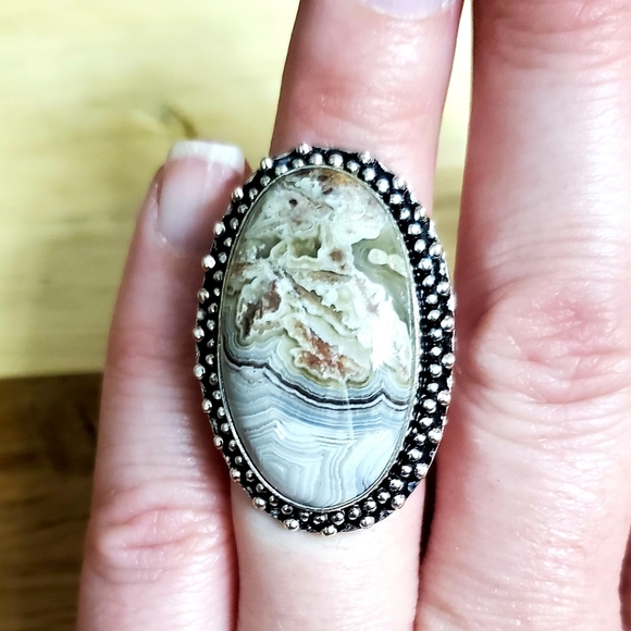 New Crazy Lace Agate 925 Silver Ring. - Picture 3 of 8